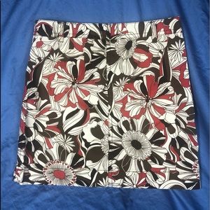 LOFT Orange & Brown Hawaiian Print Skirt Size 10